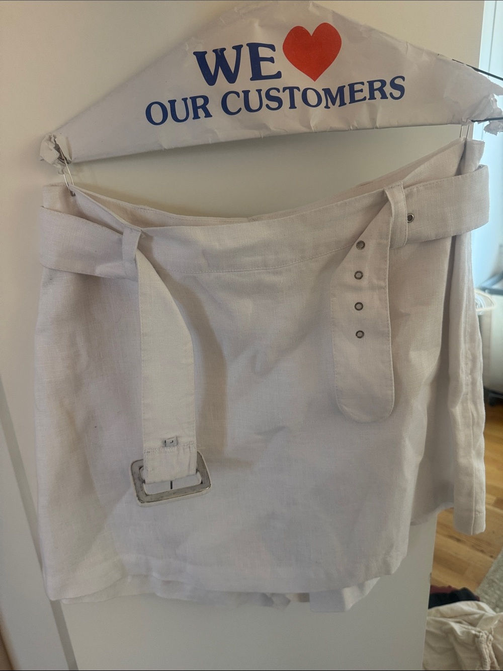 Faithful the brand linen White Linen-Mini Skirt with Belt shorts